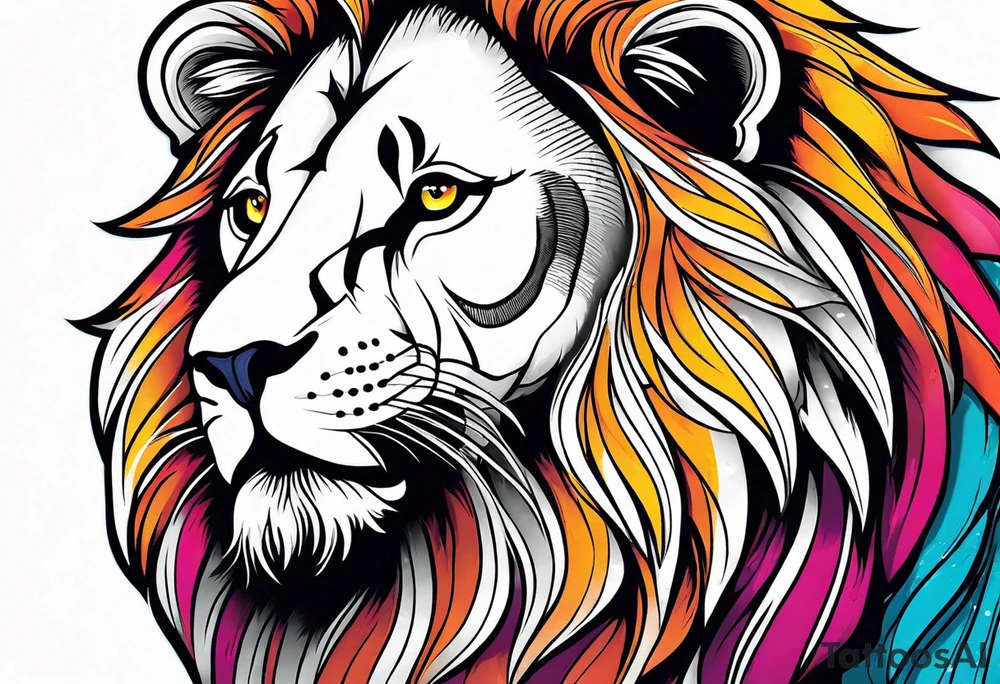 powerful majestic lion, close-up tattoo idea