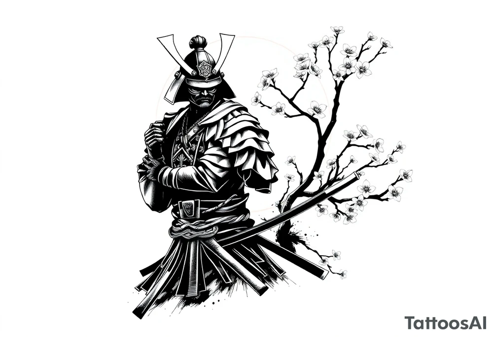 noble samurai warrior silhouette at sunset with cherry blossoms tattoo idea noble samurai warrior silhouette at sunset with cherry blossoms tattoo idea