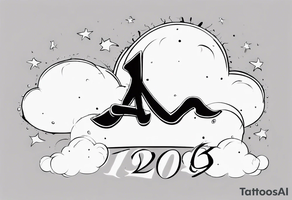 a cloud with the date 12.08.05 tattoo idea