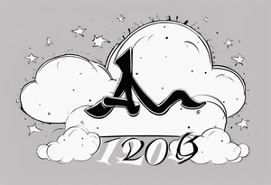 a cloud with the date 12.08.05 tattoo idea