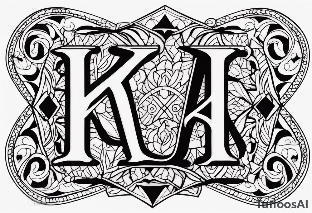 A dog paw with the letters K, F, K, A in each dog paw tattoo idea