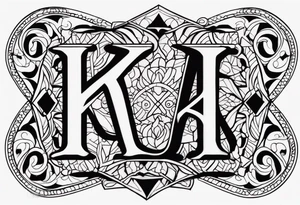 A dog paw with the letters K, F, K, A in each dog paw tattoo idea