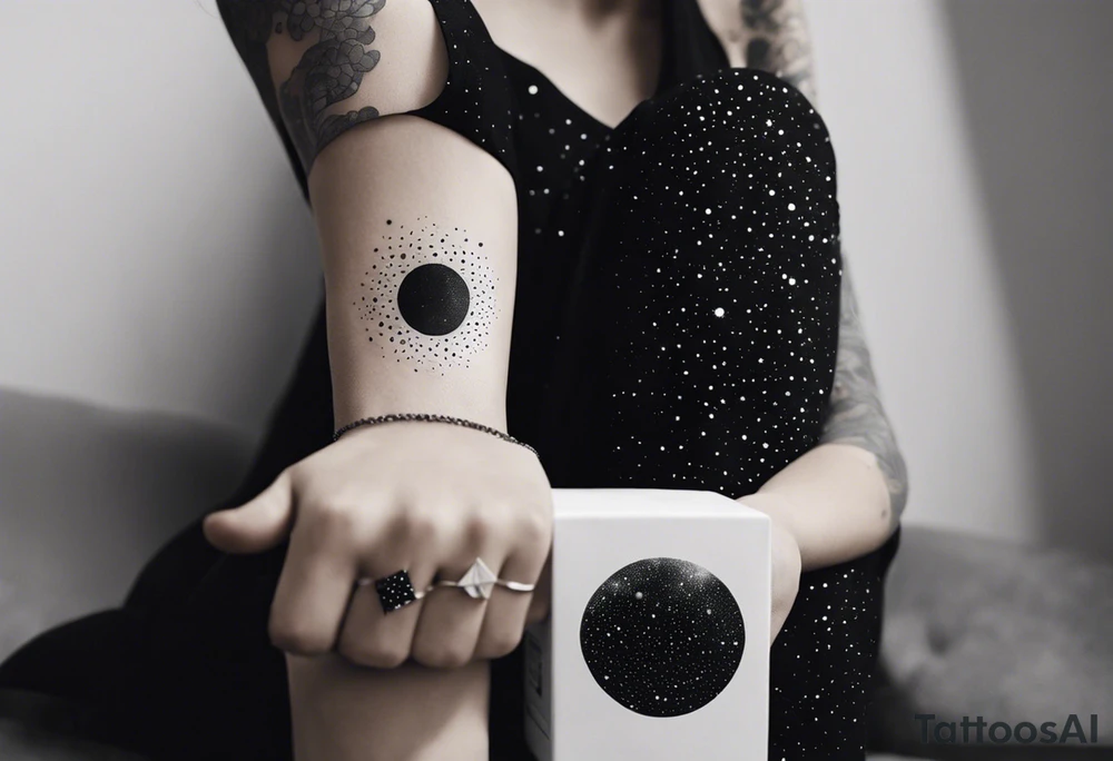 I wanna a tattoo in my wrist with a shape of rectangle wide as a bracelet with astronomy theme galaxy planets and stars tattoo idea