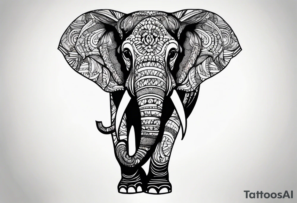 elephant with a trunk up tattoo idea