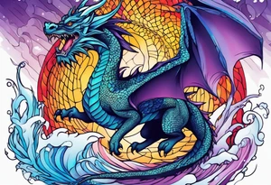 Flying dragon, ice around tattoo idea