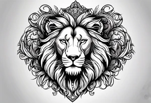 Leo symbol in the middle of lion and lioness tattoo idea