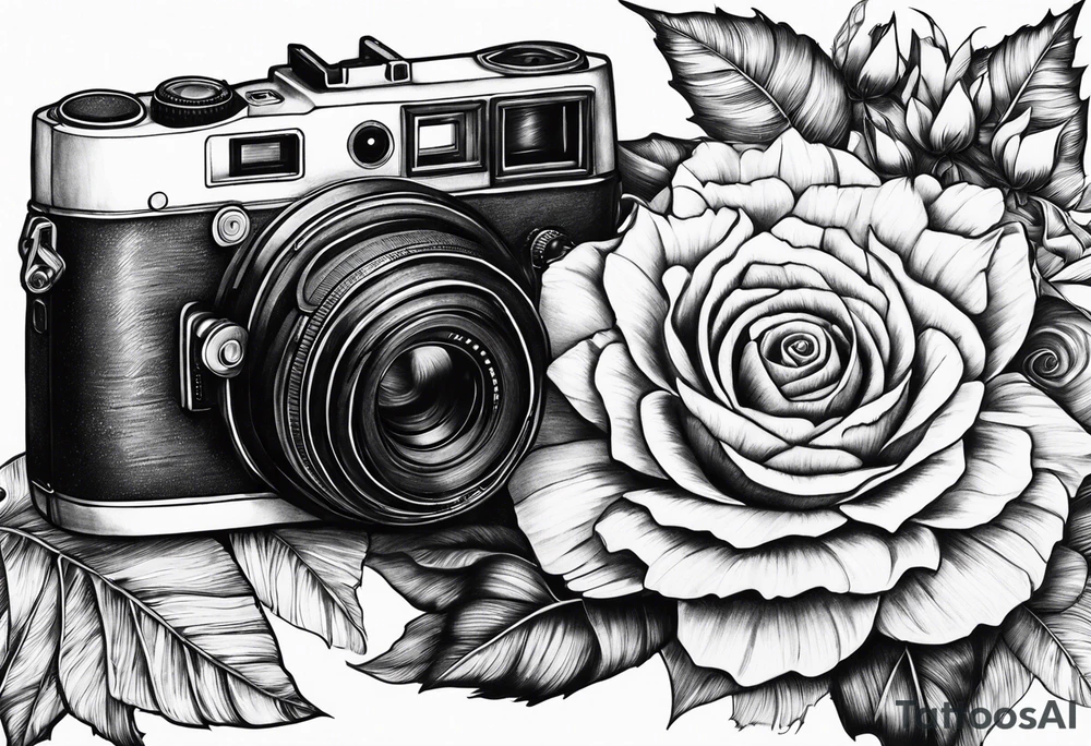Tournesol,  rose flower, Camera, wave, palmier tattoo idea