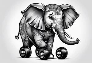 Baby elephant roller skating tattoo idea