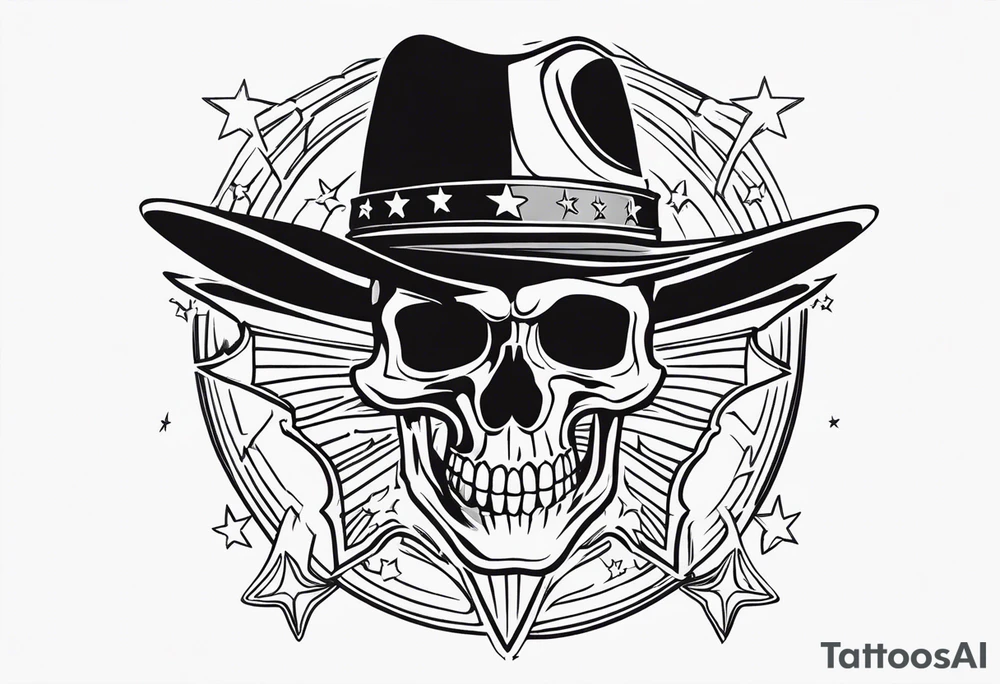 cowboy skeleton star belt tattoo idea