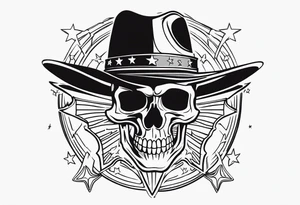 cowboy skeleton star belt tattoo idea