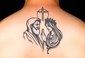 Father son and the holy spirit tattoo, no human faces, be creative with it.  Use only non human imagry tattoo idea