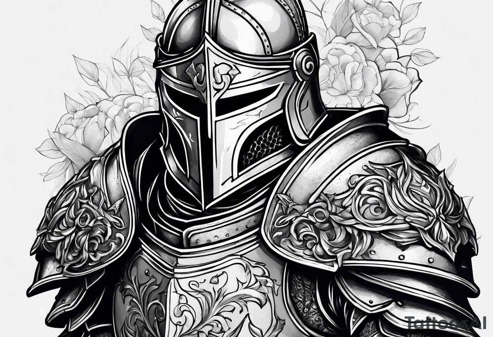knight heavy armor surrounded tattoo idea