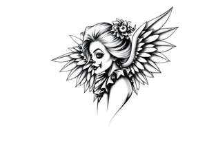 Clown Girl Angelic Wings tattoo idea