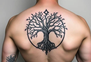 yggadrisl tree of life with circle tattoo idea