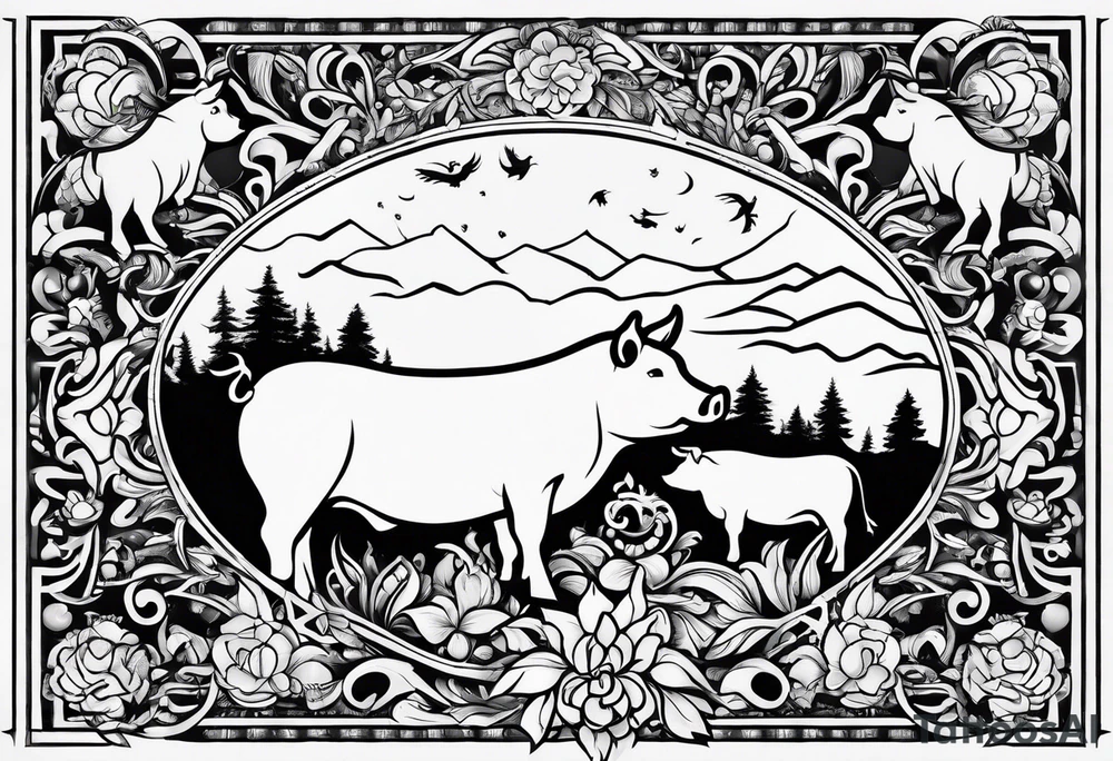 pig, cow, chicken and human footprints tattoo idea pig, cow, chicken and human footprints tattoo idea