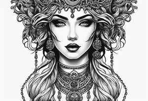 Gothic Medusa lady head blackwork tattoo idea