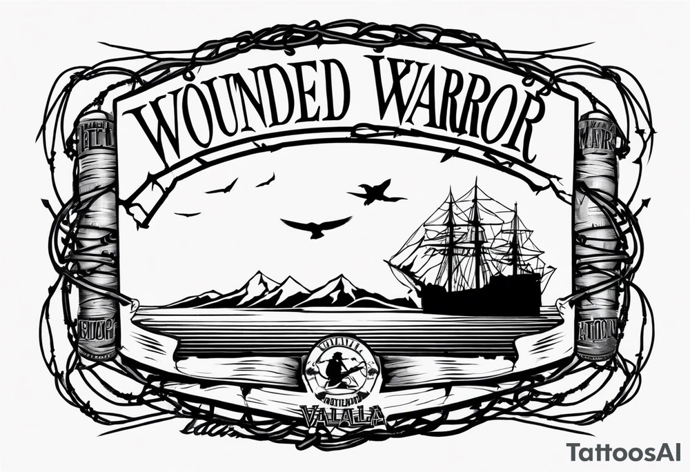 Wounded warrior valhalla barb wire tattoo idea