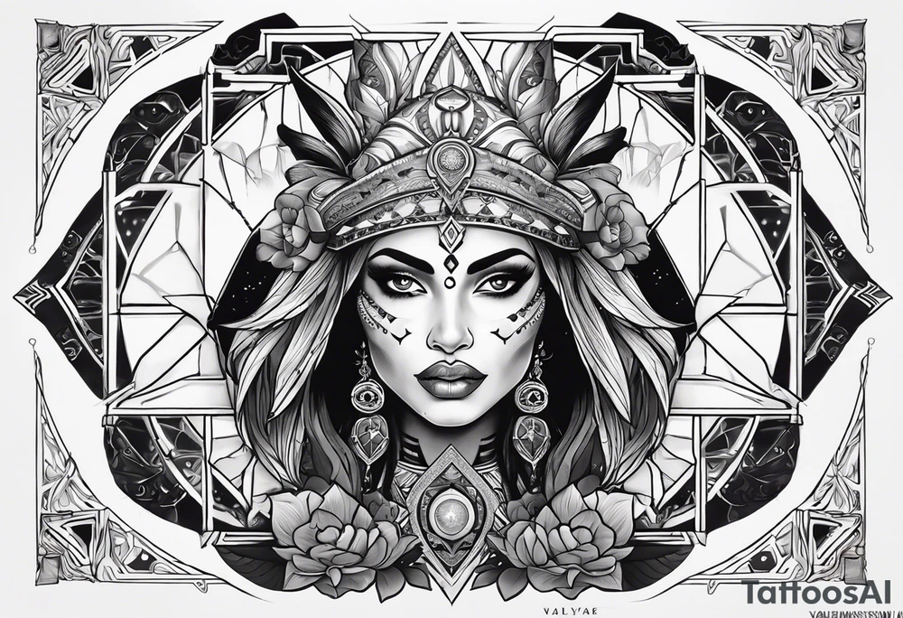 kali ma, alien goddess, valkrye, pirate, divine feminine, zenza resonance, pachamama, lotus azul, blank panther, eagle, skull, 5D, nueva gaya, dna 12 tattoo idea