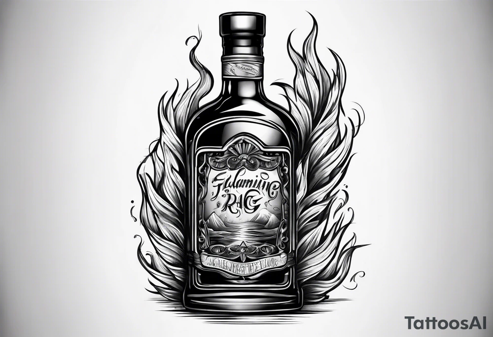 Flaming rag in whiskey bottle tattoo idea