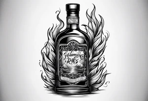 Flaming rag in whiskey bottle tattoo idea
