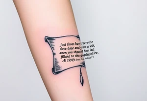 A scroll going down with the Bible verse Joshua 1 9 form the niv Version tattoo idea
