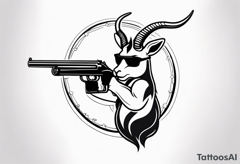 capricorn with sunglasses and shotgun tattoo idea