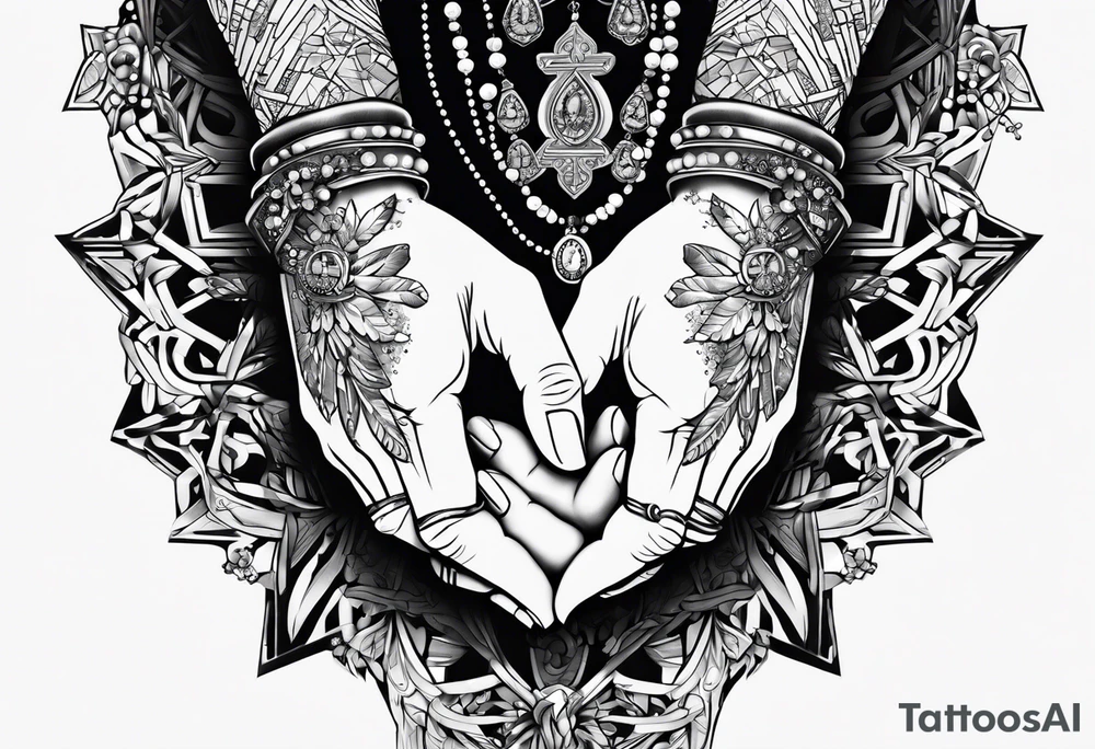 Praying hands with a rosary tattoo idea