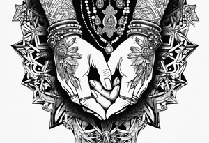 Praying hands with a rosary tattoo idea