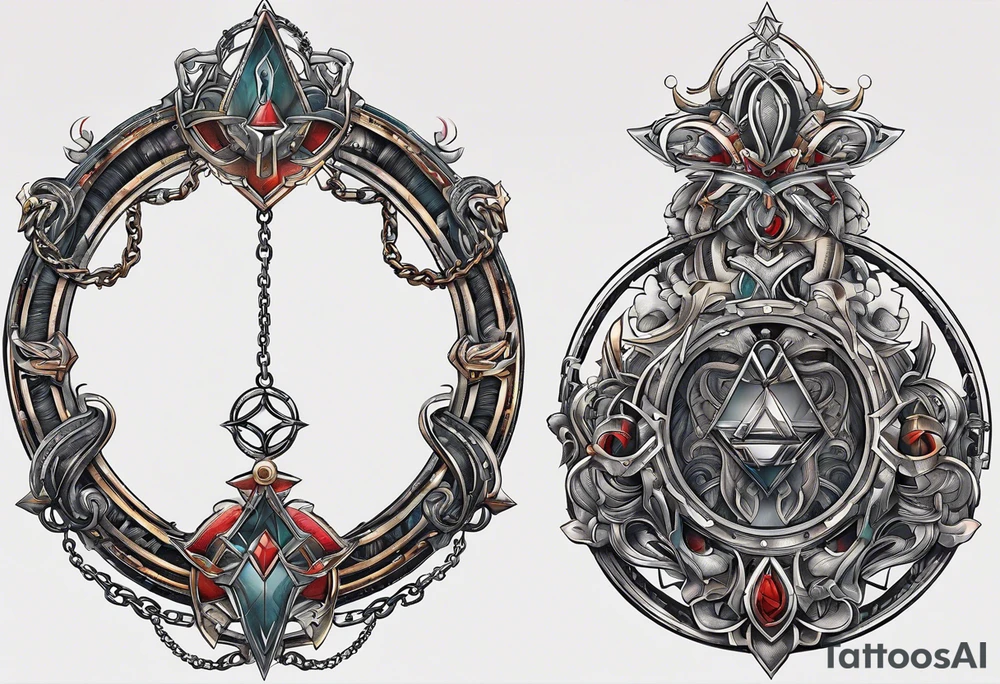 letter delta inside a chain circle, subtle, womanly, simplistic tattoo idea