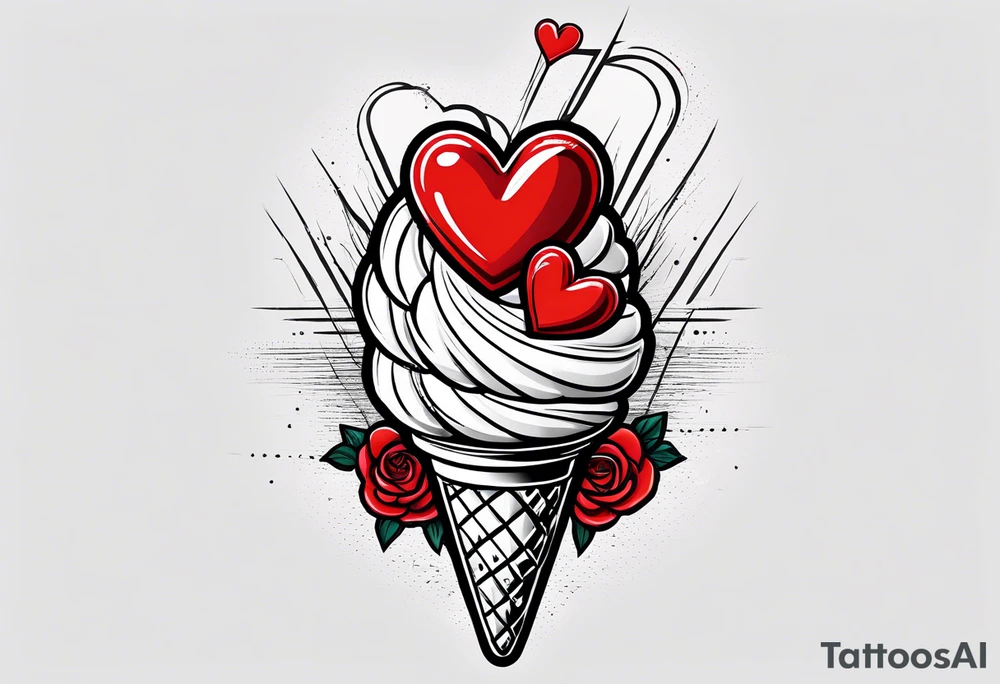 small ice cream cone with small red heart on it somewhere while representing Scotland tattoo idea