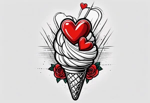 small ice cream cone with small red heart on it somewhere while representing Scotland tattoo idea