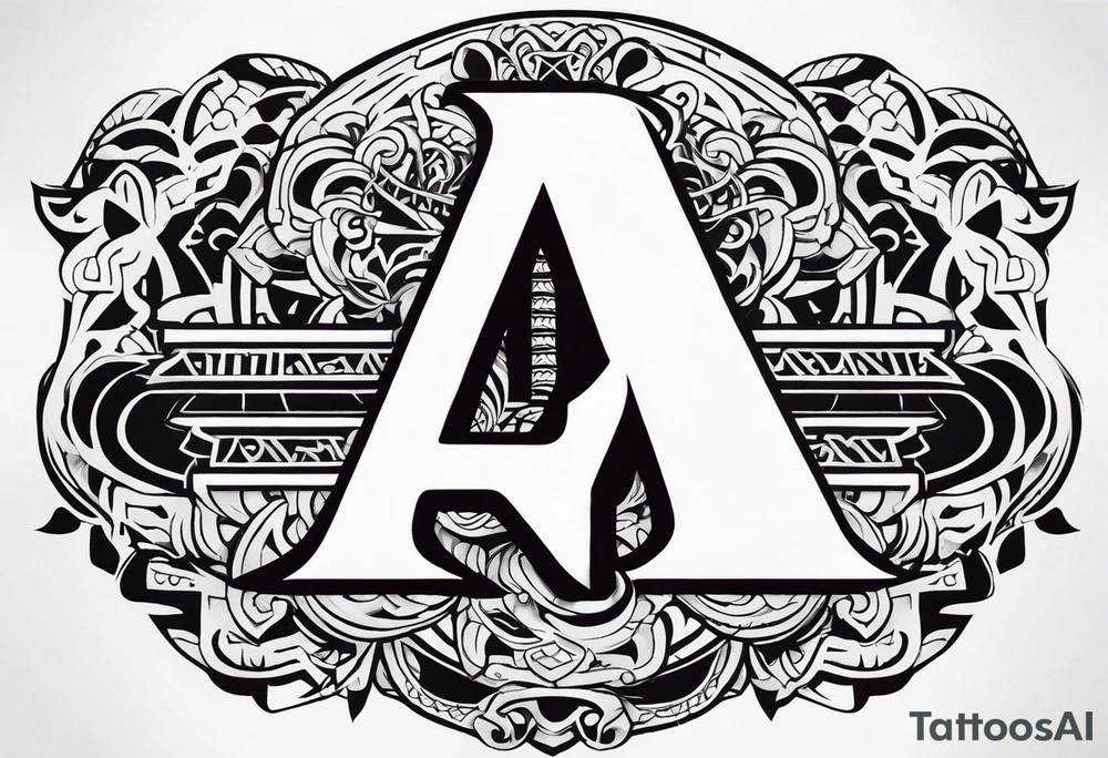 the letters A R in the middle of a ninja headband tattoo idea