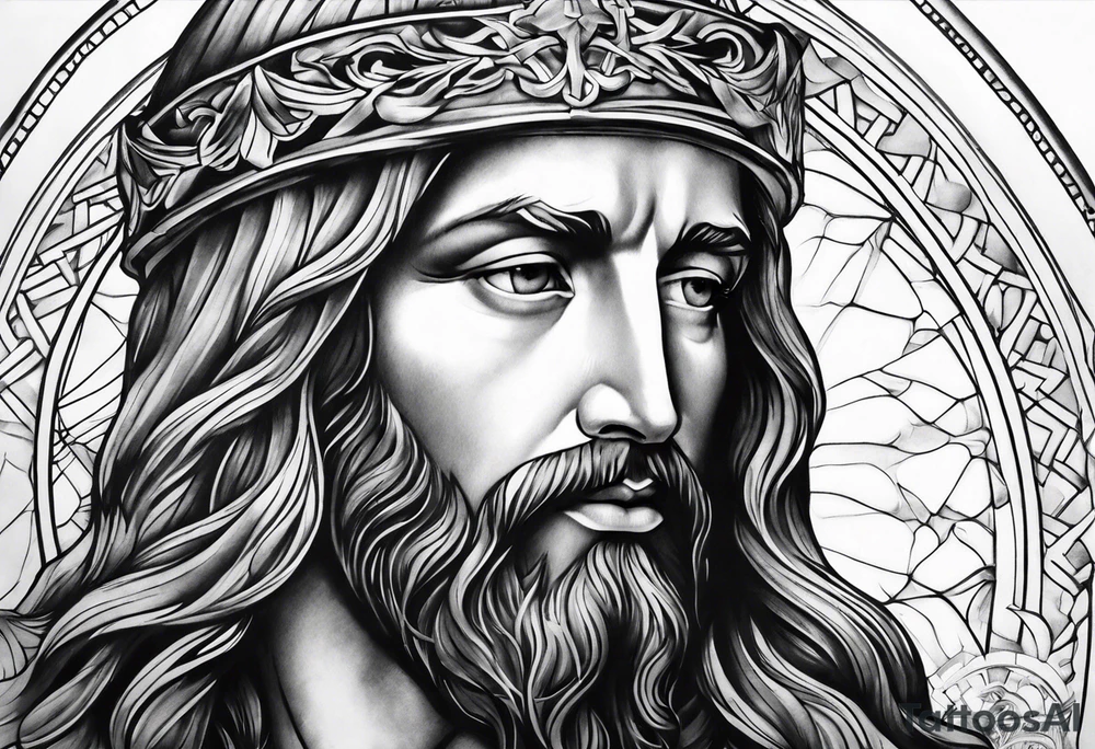 religious sleeve Jesus tattoo idea