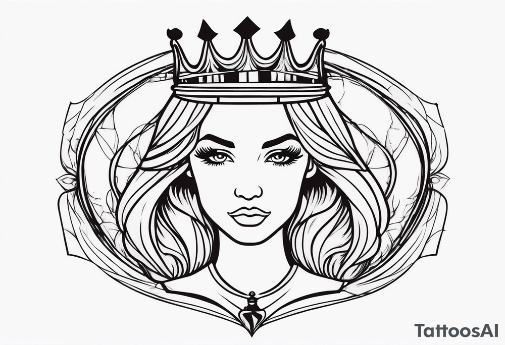 wooden chess queen piece contour with blonde girl's face tattoo idea