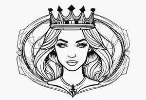 wooden chess queen piece contour with blonde girl's face tattoo idea