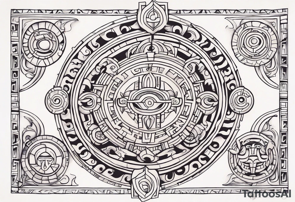 Mayan Zodiac full knee tattoo idea