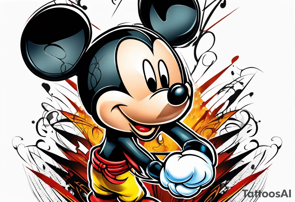 mickey mouse in mortal kombat style tattoo idea