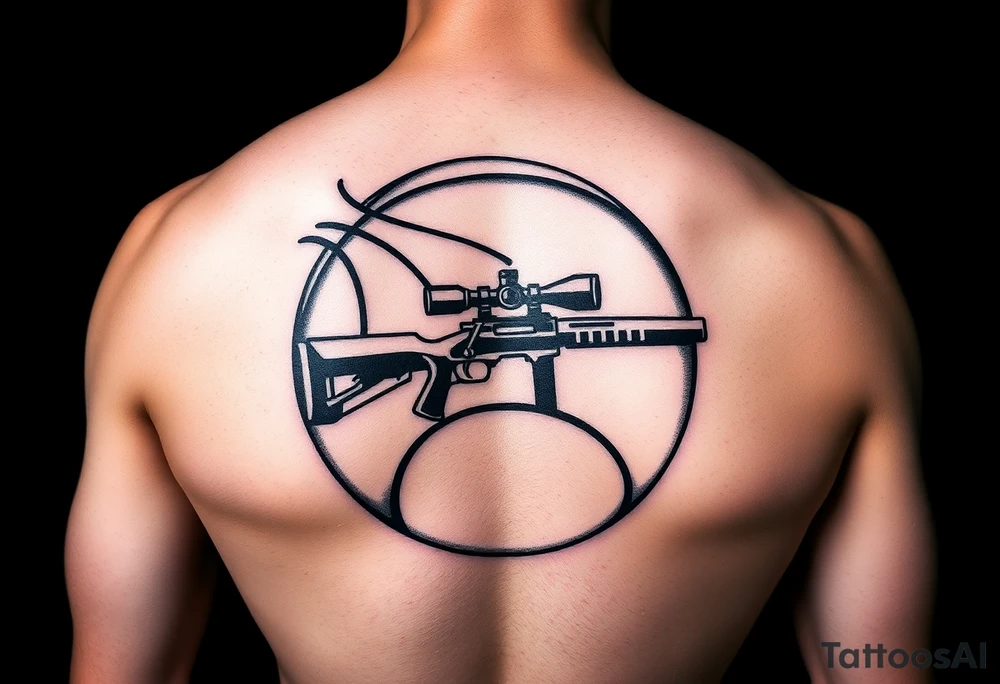 A basketball with a sniper scope inside tattoo idea