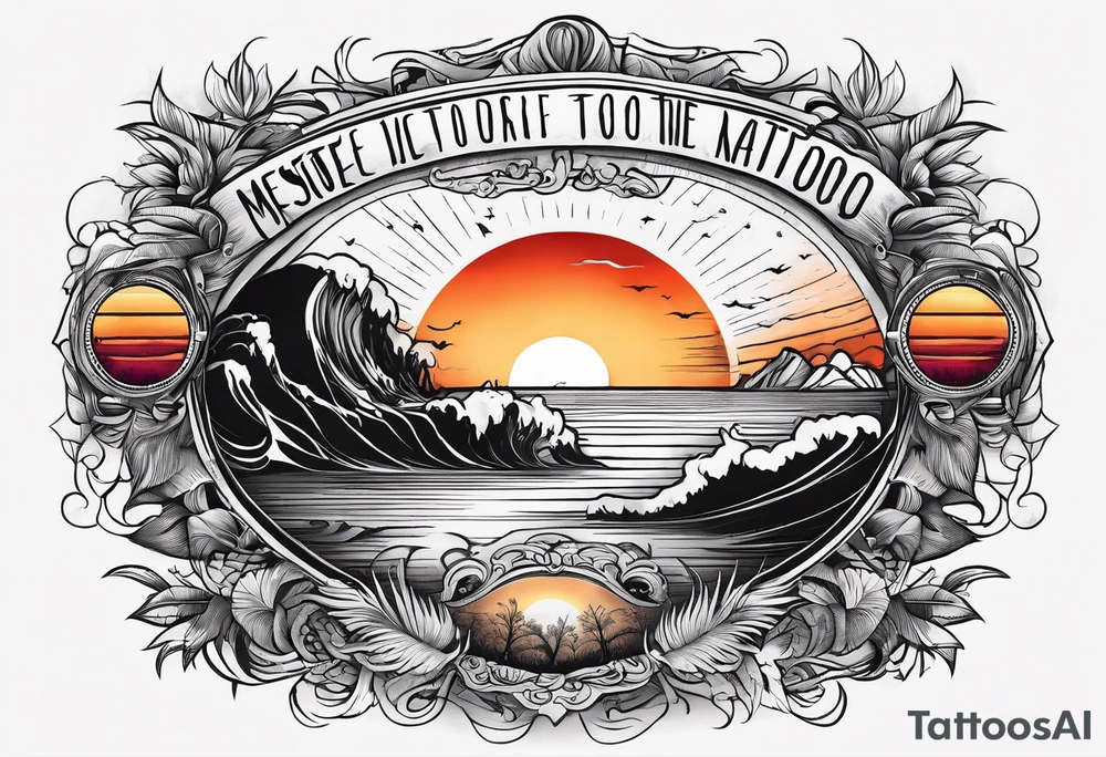 drawing of a sunset with the inscription Memento mori tattoo idea