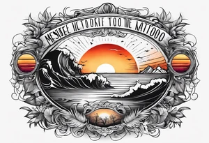 drawing of a sunset with the inscription Memento mori tattoo idea
