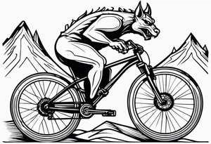 gargoyle riding a full suspension mountain bike with a shadow tattoo idea