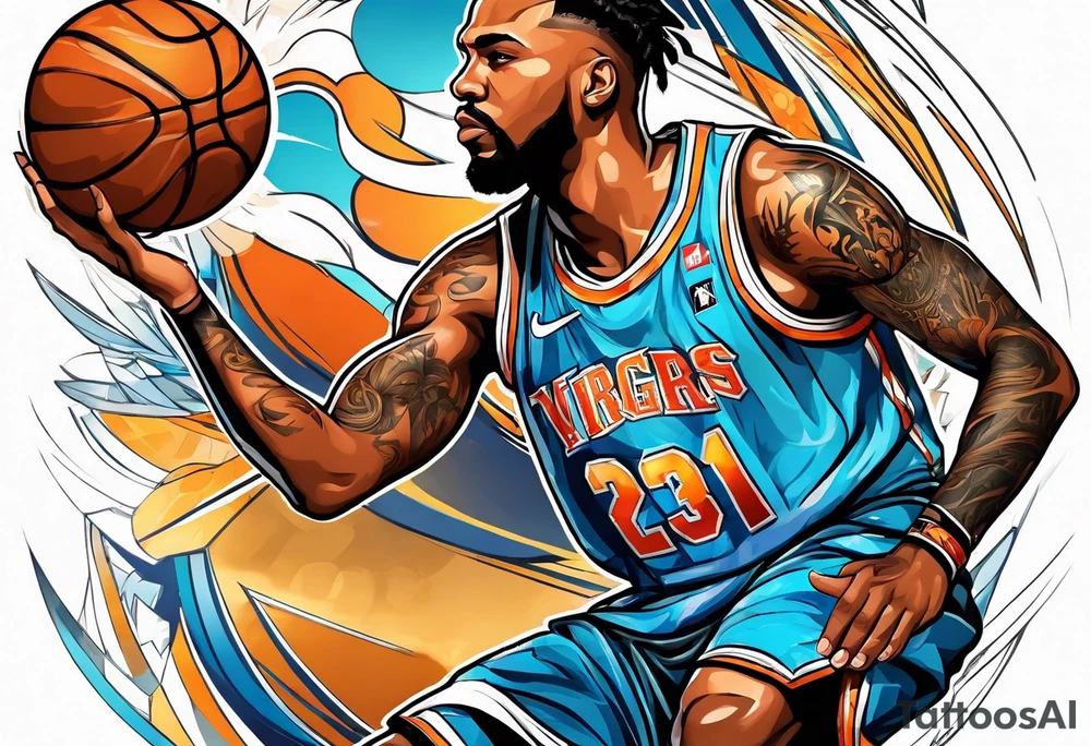 basketball player with 23 and virgo symbol tattoo idea