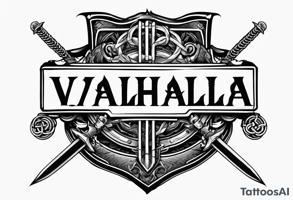 Valhalla sword shield barb wire chain tattoo idea