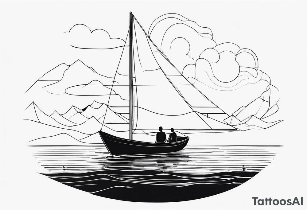 BOAT IN SEA WITH PEOPLE tattoo idea