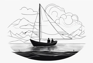 BOAT IN SEA WITH PEOPLE tattoo idea