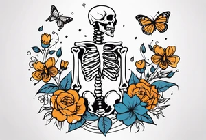 full body skeleton in pieces

 flowers and butterflies
simple design minimal sketch tattoo idea