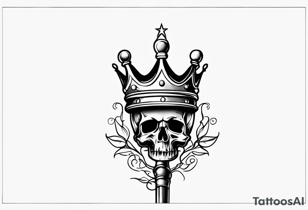 scepter with vines and crown spine tattoo tattoo idea