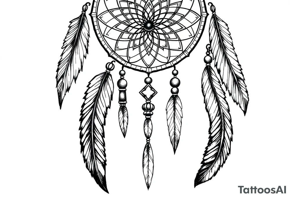 native dreamcatcher with flowing feathers and sacred beads tattoo idea native dreamcatcher with flowing feathers and sacred beads tattoo idea