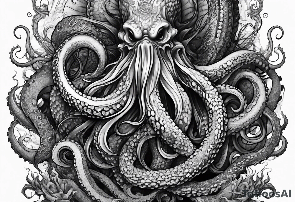 kraken with tentacles tattoo idea