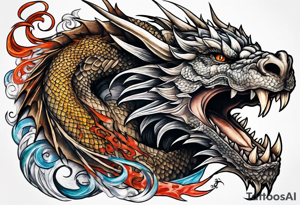 roaring dragons tattoo idea